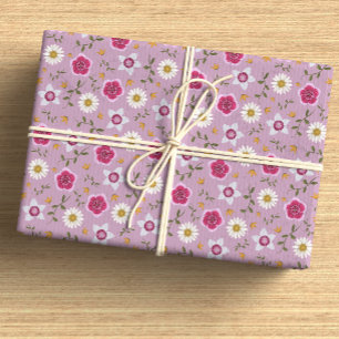 Botanische Roze Moderne Wildflower Hand-Drawn Cadeaupapier