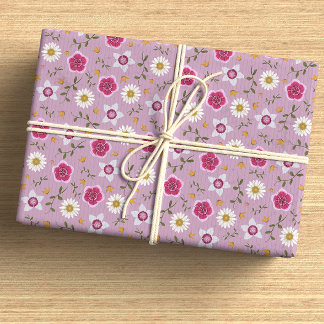 Botanische Roze Moderne Wildflower Hand-Drawn Cadeaupapier