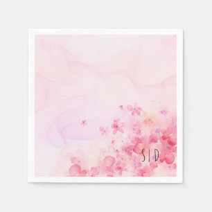 Botanische roze oranje waterverf bloem servet