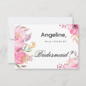 Botanische roze oranje waterverf bloemen Bruidsmei Kaart (Voorkant)