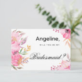 Botanische roze oranje waterverf bloemen Bruidsmei Kaart (Staand voorkant)