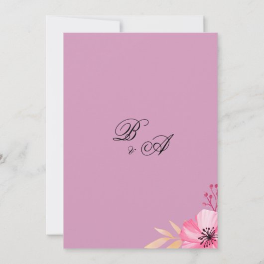 Botanische roze oranje waterverf bloemen Dank u Kaart (Achterkant)