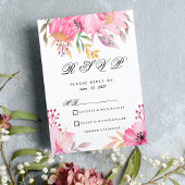 Botanische roze oranje waterverf bloemen RSVP Kaart