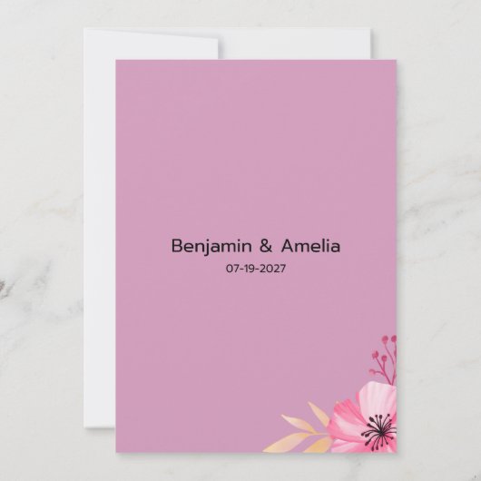 Botanische roze oranje waterverf bloemen RSVP Kaart (Achterkant)