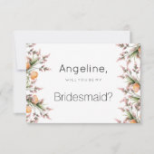 Botanische roze oranje zomerbloemen Bruidsmeisje Kaart (Voorkant)