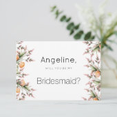 Botanische roze oranje zomerbloemen Bruidsmeisje Kaart (Staand voorkant)