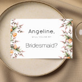 Botanische roze oranje zomerbloemen Bruidsmeisje Kaart