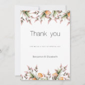 Botanische roze oranje zomerbloemen Dank je wel Kaart (Voorkant)