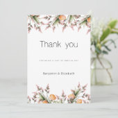 Botanische roze oranje zomerbloemen Dank je wel Kaart (Staand voorkant)