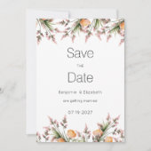 Botanische roze oranje zomerbloemen Save the Date Kaart (Voorkant)