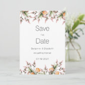 Botanische roze oranje zomerbloemen Save the Date Kaart (Staand voorkant)