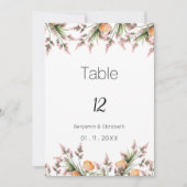 Botanische roze oranje zomerbloemen Tafelnummers (Voorkant)