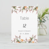 Botanische roze oranje zomerbloemen Tafelnummers (Staand voorkant)