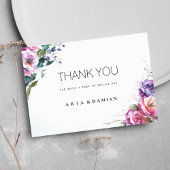 Botanische roze paarse koraal groene flora Bedankt Kaart