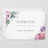 Botanische roze paarse koraal groene flora Bedankt Kaart (Voorkant)