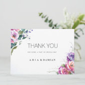 Botanische roze paarse koraal groene flora Bedankt Kaart (Staand voorkant)