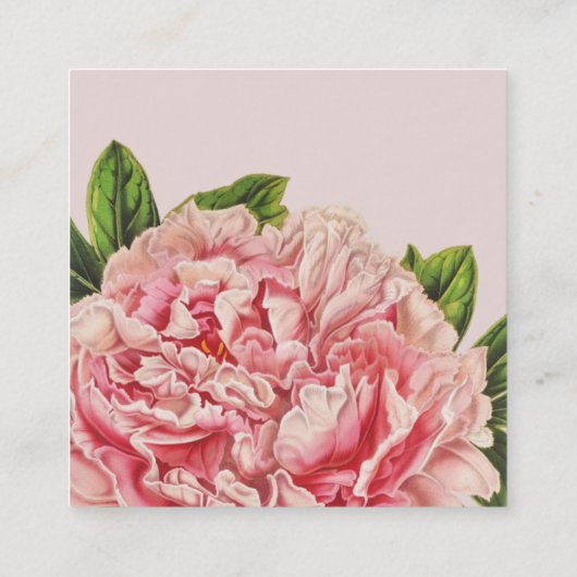 BOTANISCHE ROZE PEONY bloem stijlvolle  bloemen Vierkante Visitekaartje (Achterkant)