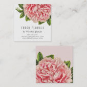 BOTANISCHE ROZE PEONY bloem stijlvolle  bloemen Vierkante Visitekaartje (Voorkant / Achterkant)