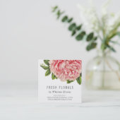 BOTANISCHE ROZE PEONY bloem stijlvolle  bloemen Vierkante Visitekaartje (Staand voorkant)