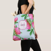 Botanische roze pony's Chic Girly Monogram pony's Tote Bag (Dichtbij)