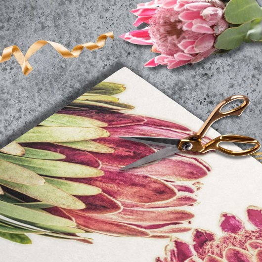 Botanische roze Protea Floral Favor Packaging Tissuepapier