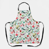 Botanische roze rode en groene bloemen schort (Voorkant)