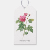  botanische roze roos dank u cadeaulabel (Voorkant)