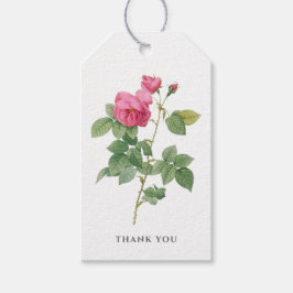  botanische roze roos dank u cadeaulabel