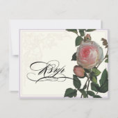 Botanische Roze Roos, Lavendel RSVP Respons Kaart (Achterkant)