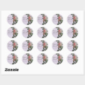 Botanische Roze Roos, Lila Bruiloft Sticker of Zeg (Vel)
