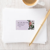 Botanische roze roos, Lila - Retouradreslabels Etiket (Insitu)