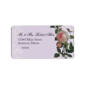 Botanische roze roos, Lila - Retouradreslabels Etiket (Voorkant)