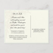 Botanische Roze Roos, Lila Save the Date Briefkaar Aankondigingskaart (Achterkant)