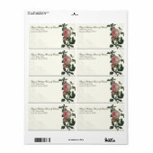 Botanische roze roos, zwart - Retouradreslabels Etiket (Full Sheet)