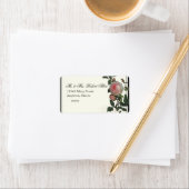 Botanische roze roos, zwart - Retouradreslabels Etiket (Insitu)