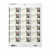 Botanische roze roos, zwart - Retouradreslabels Etiket (Full Sheet)