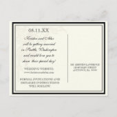 Botanische Roze Roos, Zwart Save the Date Briefkaa Aankondigingskaart (Achterkant)