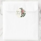 Botanische Roze Roos, Zwarte Bruiloft Sticker of S (Tas)