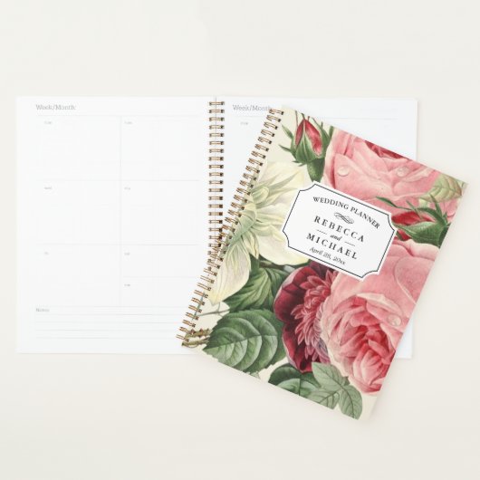 botanische roze roze bruiloft planner (Display)