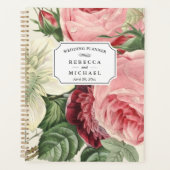 botanische roze roze bruiloft planner (Voorkant)