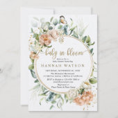 Botanische roze roze grijze Baby shower Kaart (Voorkant)