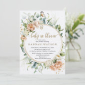 Botanische roze roze grijze Baby shower Kaart (Staand voorkant)