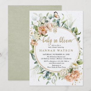 Botanische roze roze grijze Baby shower Kaart