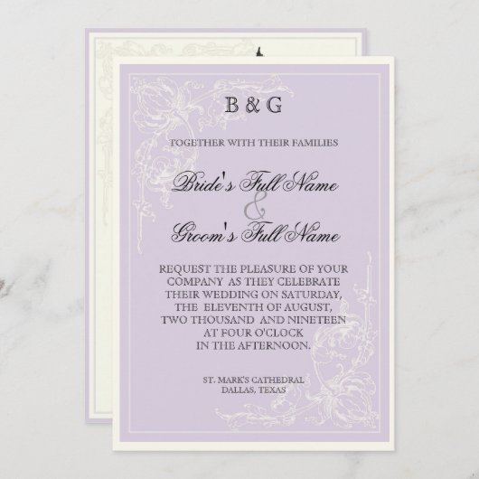 Botanische roze roze, lavender Weddenschap Kaart (Voorkant / Achterkant)