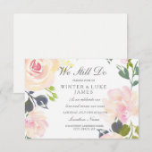 Botanische roze roze roze bruine hernieuwde uitnod kaart (Voorkant / Achterkant)