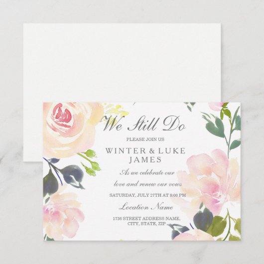 Botanische roze roze roze bruine hernieuwde uitnod kaart (Voorkant / Achterkant)