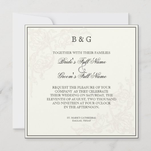 Botanische roze roze, uitnodiging voor een huwelij (Voorkant)