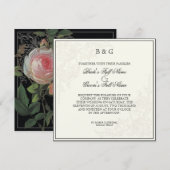 Botanische roze roze, uitnodiging voor een huwelij (Voorkant / Achterkant)