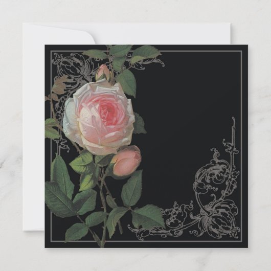 Botanische roze roze, uitnodiging voor een huwelij (Achterkant)