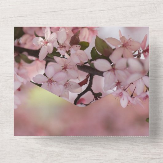 Botanische roze rozen bloesems chic floral Weddens All In One Uitnodiging (Achterkant)